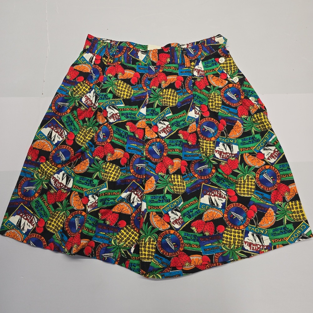 Ruff Hewn Vintage 90s Tropical Fruit Print Cotton Shorts Womens 8 Made in USA